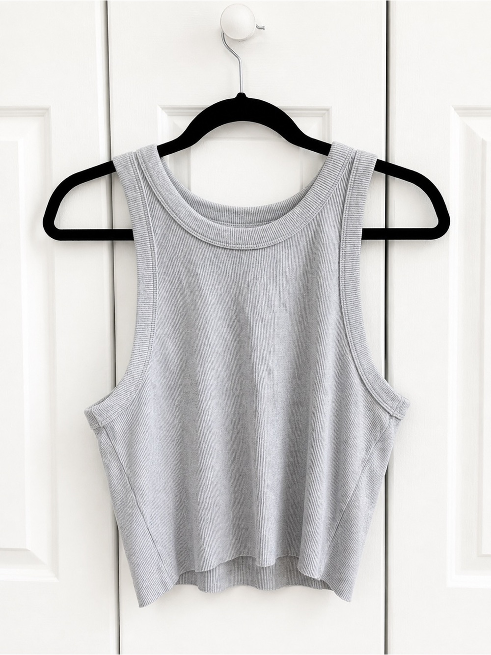 Aerie Classic Ribbed Crop Tank Top - Light Gray